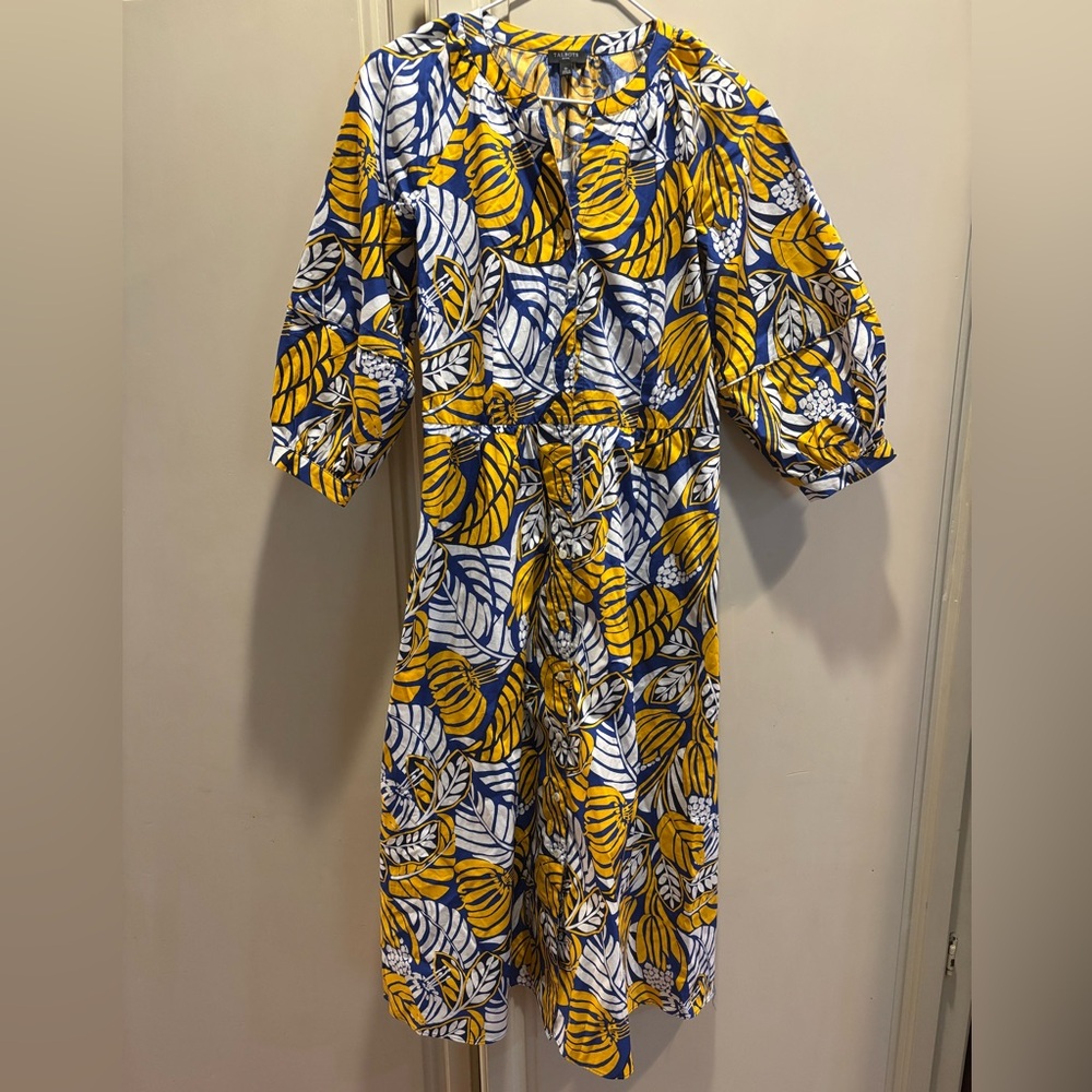 Talbots Petite Yellow and Blue Floral Dress